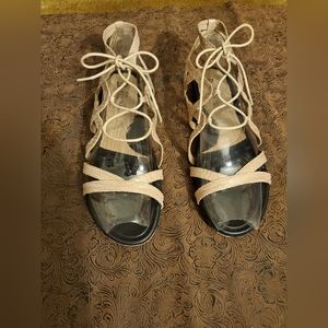 Bellini snake textile gladiator lace up sandal.